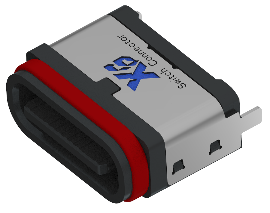 XB-ATCF-16-020 TYPE C 16P 防水母座立式贴板 L=7.45mm(U型全塑款)